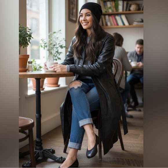 Fluid International Genuine Leather Coat  Elegant Black - Picture 2 of 8